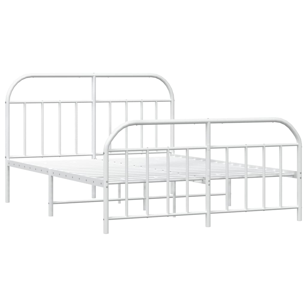 vidaXL Bedframe met hoofd- en voeteneinde metaal wit 160x200 cm afbeelding