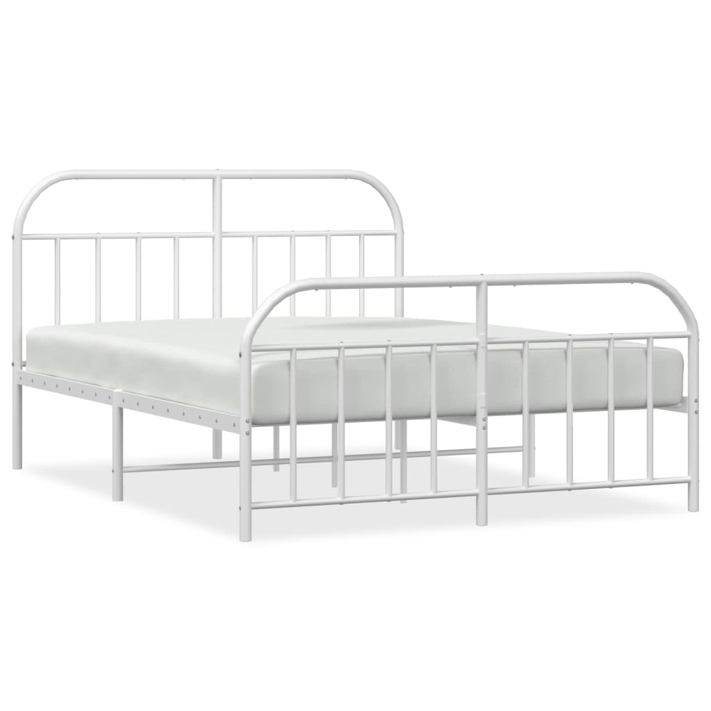 vidaXL Bedframe met hoofd- en voeteneinde metaal wit 180x200 cm
