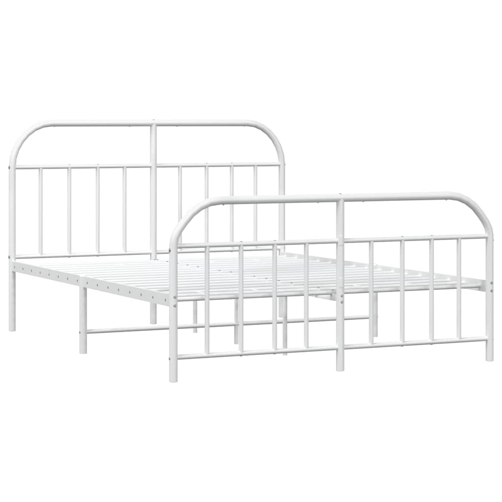 vidaXL Bedframe met hoofd- en voeteneinde metaal wit 180x200 cm afbeelding