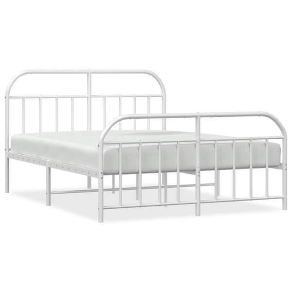 vidaXL metallist voodiraam peatsi ja jalutsiga, valge, 183x213 cm