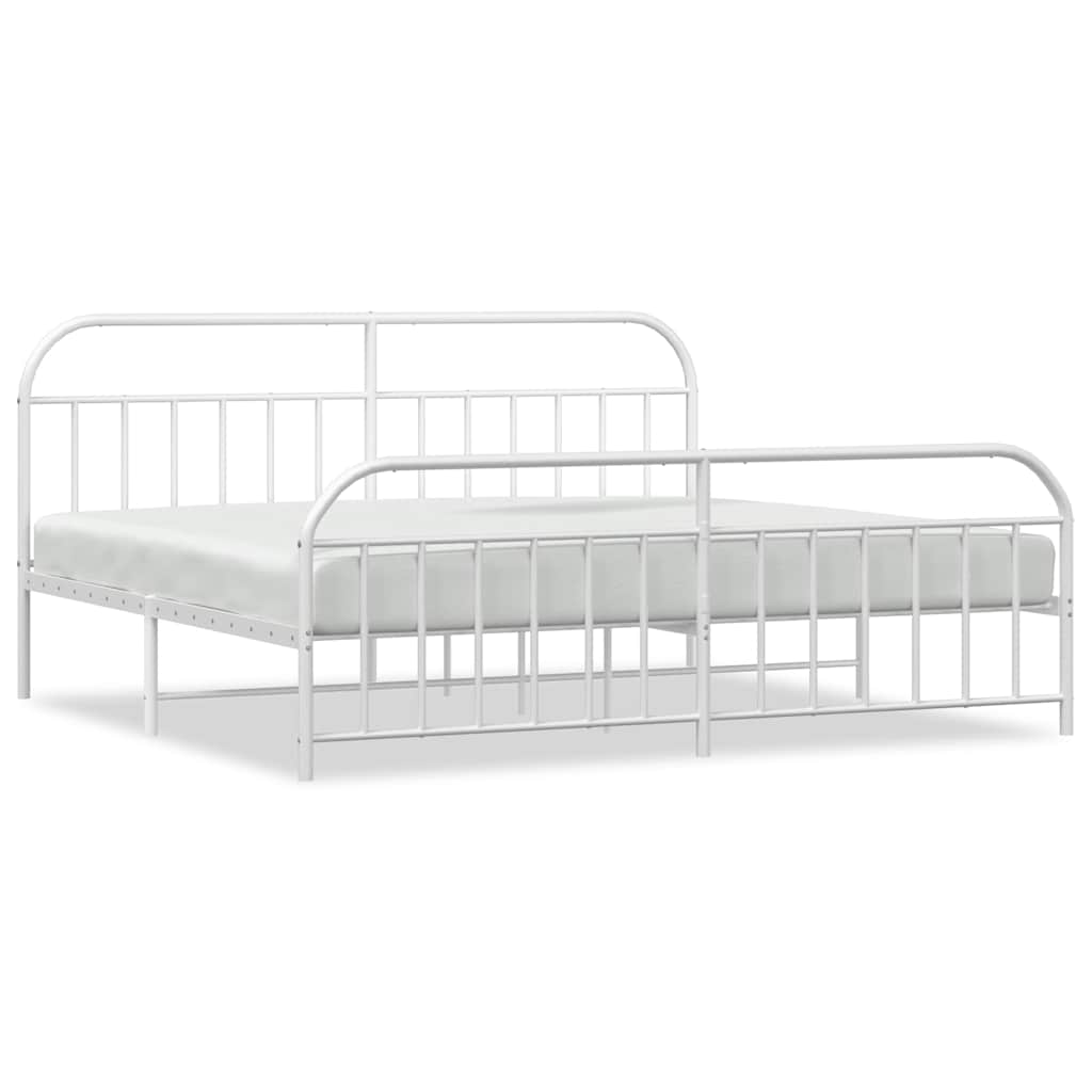vidaXL Bedframe met hoofd- en voeteneinde metaal wit 193x203 cm, foto 3