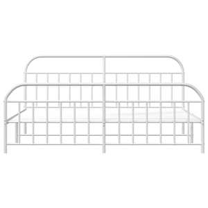 Kovový rám postele s hlavovým a nožním čelem bílý 200 x 200 cm - obrázek 6