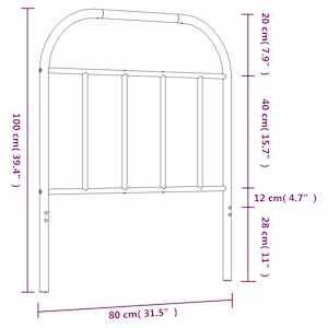 Kovové náhradní čelo postele bílé 75 cm - obrázek 7