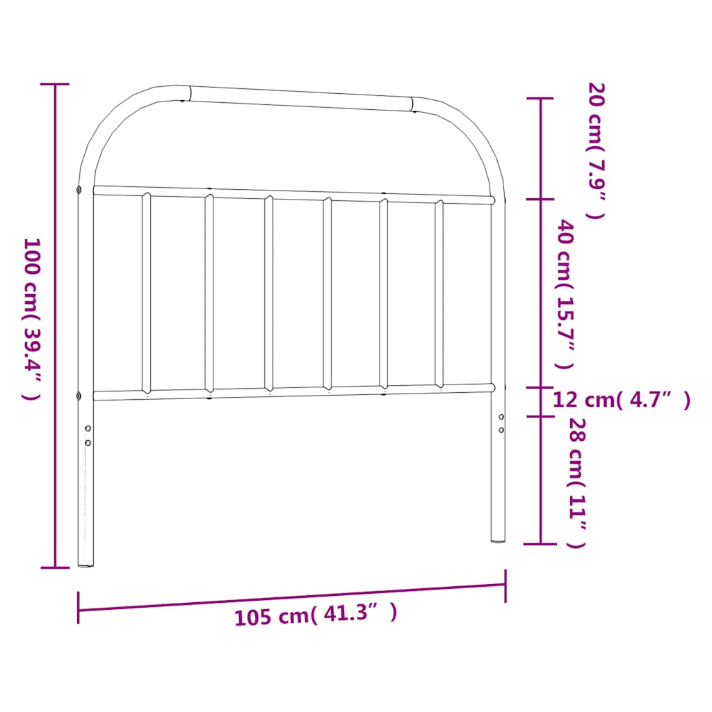 38.2 Inch Metal Headboard,  Farmhouse Headboard Only, Easy Assembly vidaXL