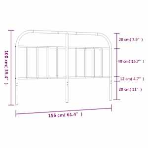 Kovové náhradní čelo postele bílé 150 cm - obrázek 7
