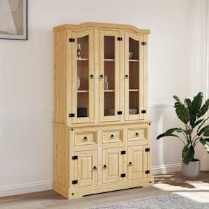 Visoka omara Corona rjava 112x43x196 cm trdna mehiška borovina