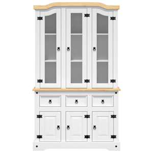 Kredenc Corona bílý 112 x 43 x 196 cm masivní mexická borovice - obrázek 4