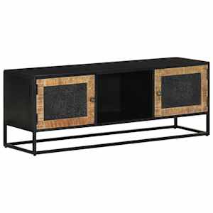 TV skříňka 110 x 30 x 40 cm masivní mangovníkové dřevo a železo - obrázek 1