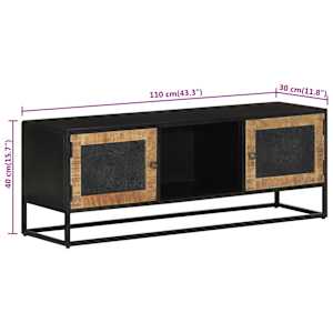 TV skříňka 110 x 30 x 40 cm masivní mangovníkové dřevo a železo - obrázek 10