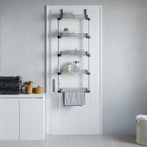 Organizator za vrata s 5 policami 52x20x135 cm aluminij