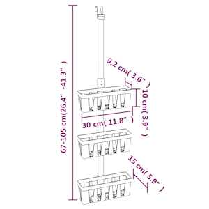 Závěsná police do sprchy 30 x 15 × (67–105) cm hliník - obrázek 7