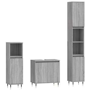 vidaXL 3-osaline vannitoakappide komplekt, hall Sonoma tamm, tehispuit