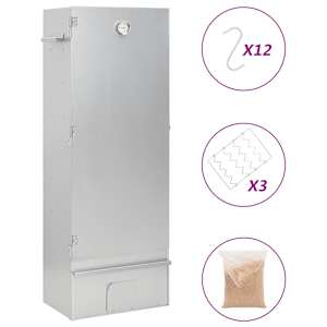 vidaXL BBQ suitsuahi puulaastudega, 44,5x29x110 cm, tsingitud teras