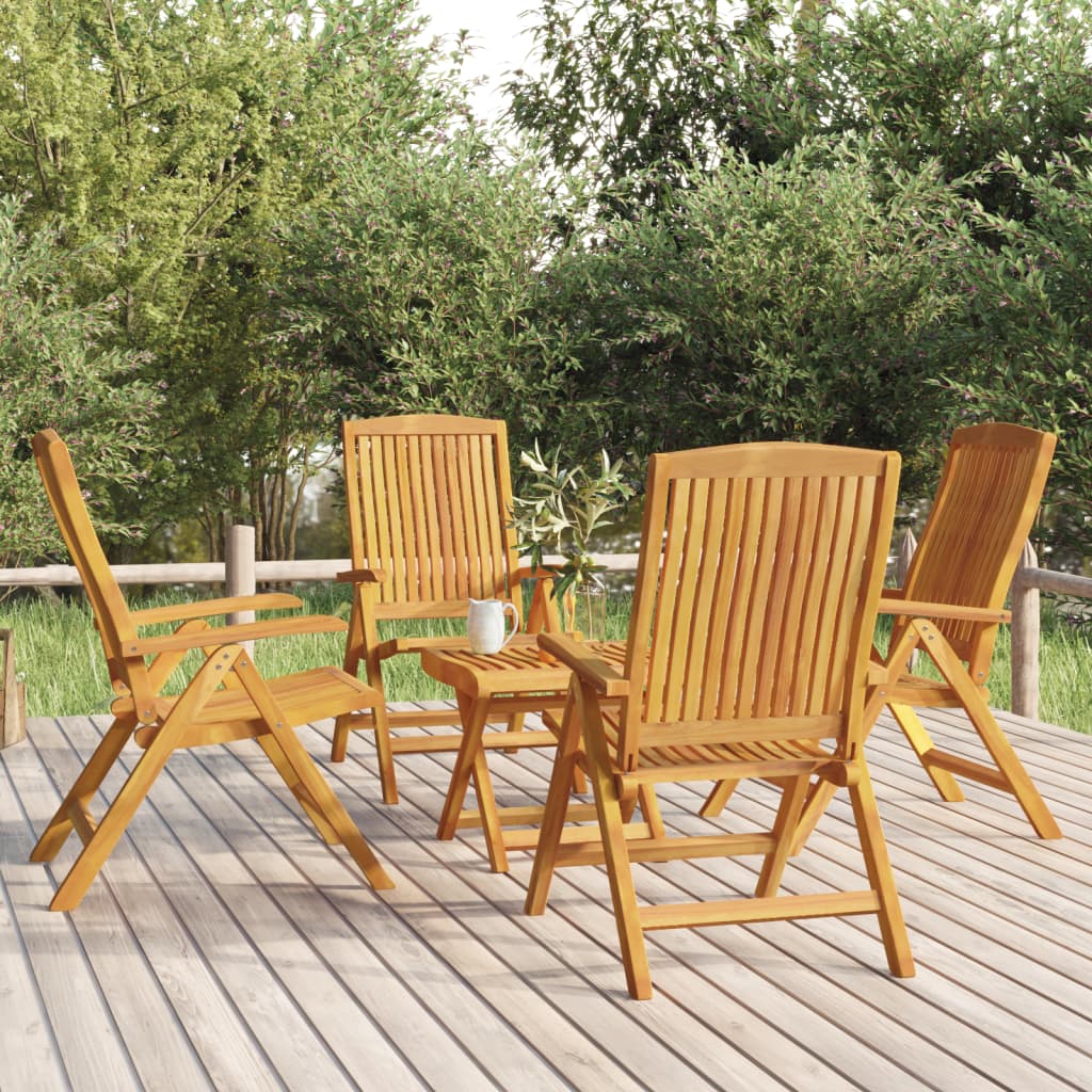 Zestaw wypoczynkowy ogrodowy drewniany 4 krzesła + stół, tekowe drewno, 6 ustawień