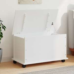 Skrinja za shranjevanje s kolesi bela ALTA 73x39,5x43 cm