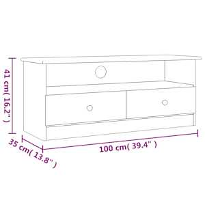 TV skříňka se zásuvkami ALTA bílá 100x35x41 cm masivní borovice - obrázek 7