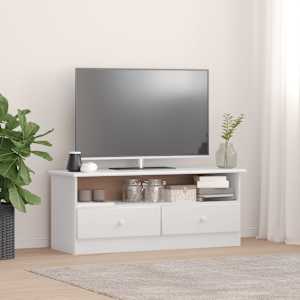 TV skříňka se zásuvkami ALTA bílá 100x35x41 cm masivní borovice - obrázek 1