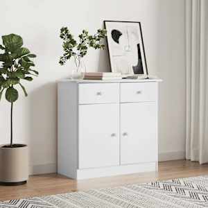 Komoda ALTA bela 77x35x73 cm trdna borovina