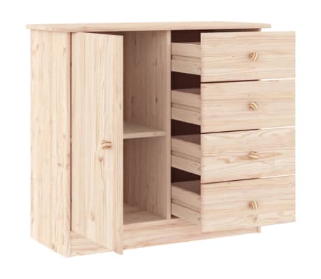 VidaXL Sideboard 111x36x75 cm Solid Pine Wood Floating Wall Mounted Living Room Storage