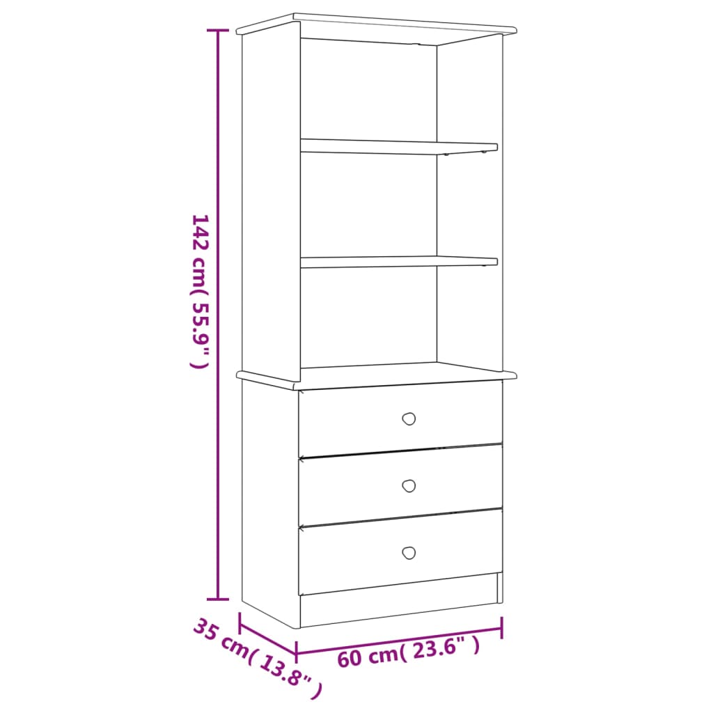 Bookshelf Bookcase Shelving Unit for Living Room ALTA Solid Wood Pine vidaXL - Picture 5 of 19
