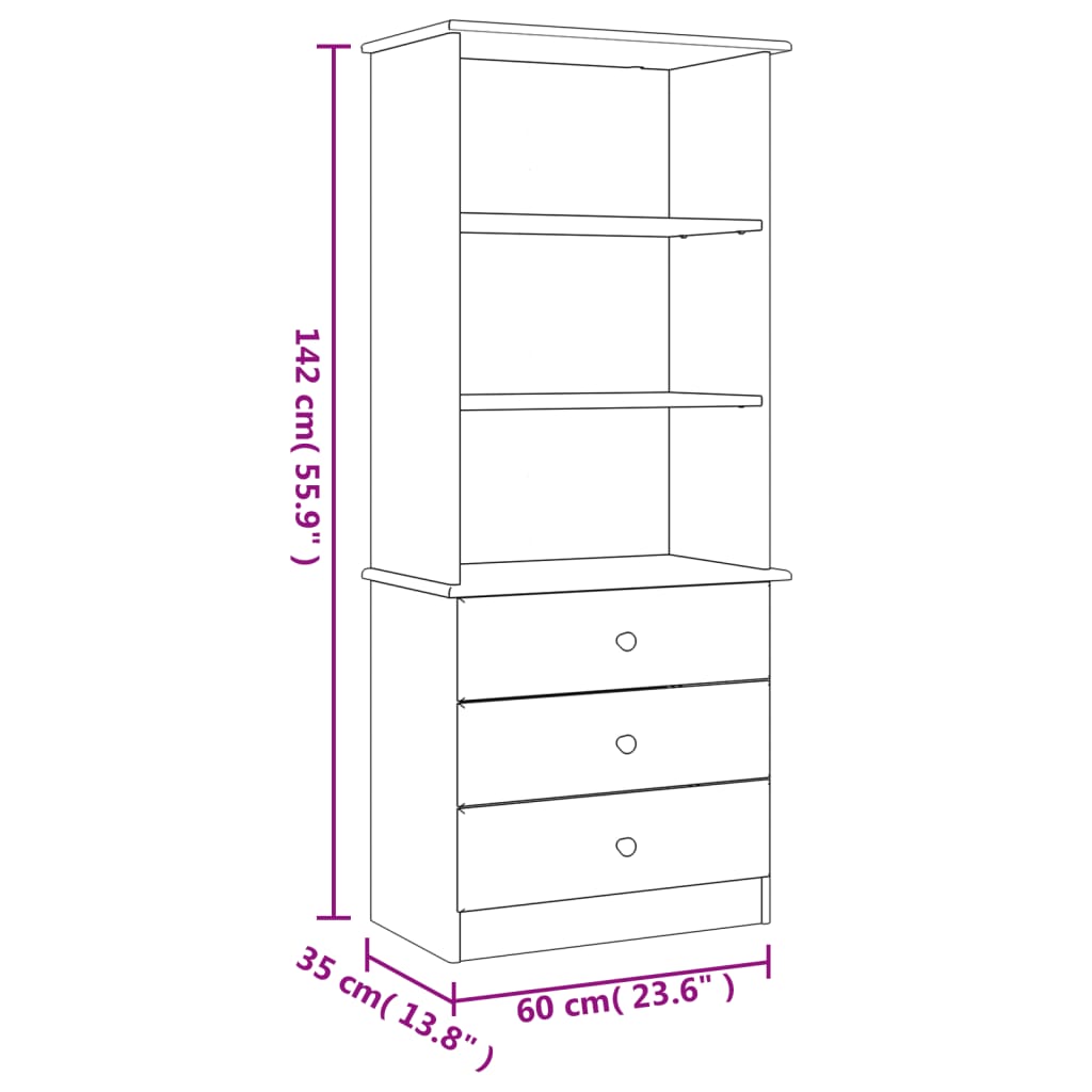 Bookshelf Bookcase Shelving Unit for Living Room ALTA Solid Wood Pine vidaXL - Picture 14 of 19