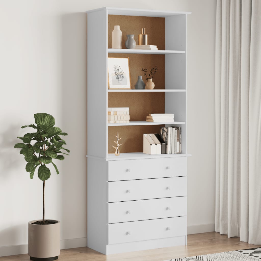 VidaXL Libreria con 2 Cassetti Bianco 60x35x180 cm Legno Massello OSLO