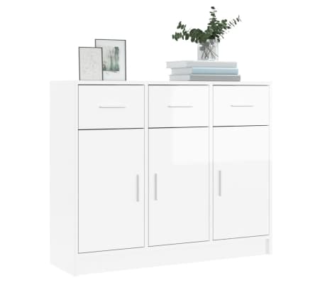 vidaXL Sideboard High Gloss White 91x28x75 cm Engineered Wood