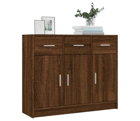 vidaXL Skjenk brun eik 91x28x75 cm konstruert tre