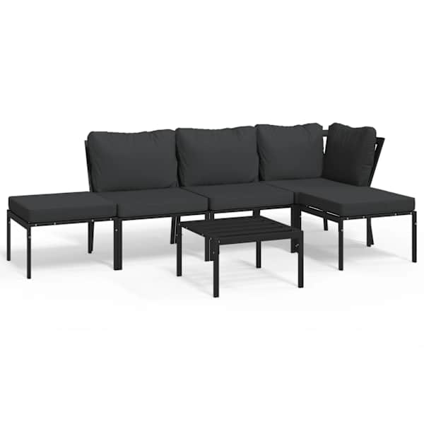 vidaXL 6-osaline aiam&ouml;&ouml;bli komplekt hallide patjadega, teras