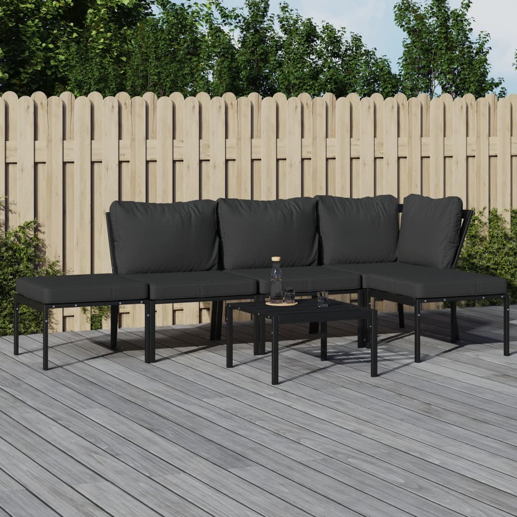 vidaXL 6-tlg. Garten-Lounge-Set mit Grauen Kissen Stahl