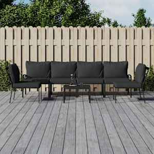 Vrtna sedežna garnitura 7-delna s sivimi blazinami jeklo