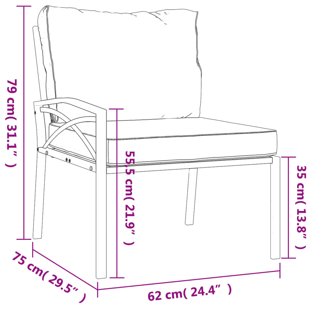 Set mobilier de grădină cu perne gri, 6 piese, oțel