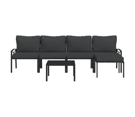 vidaXL 6-delige Loungeset met kussens staal grijs