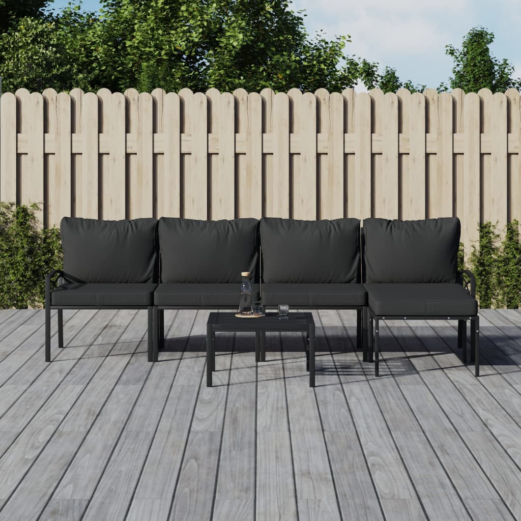 vidaXL 6-tlg. Garten-Lounge-Set mit Grauen Kissen Stahl