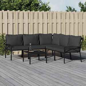 Vrtna sedežna garnitura 6-delna sive blazine jeklo