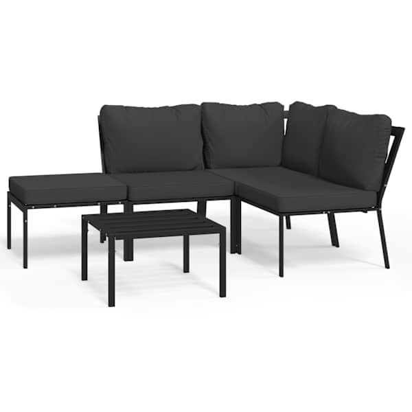 vidaXL 5-osaline aiam&ouml;&ouml;bli komplekt hallide patjadega, teras