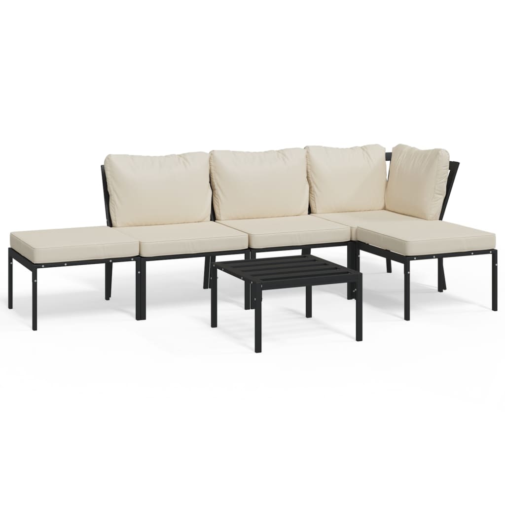 Image of vidaXL 6 Piece Garden Lounge Set with Sand Cushions Steel