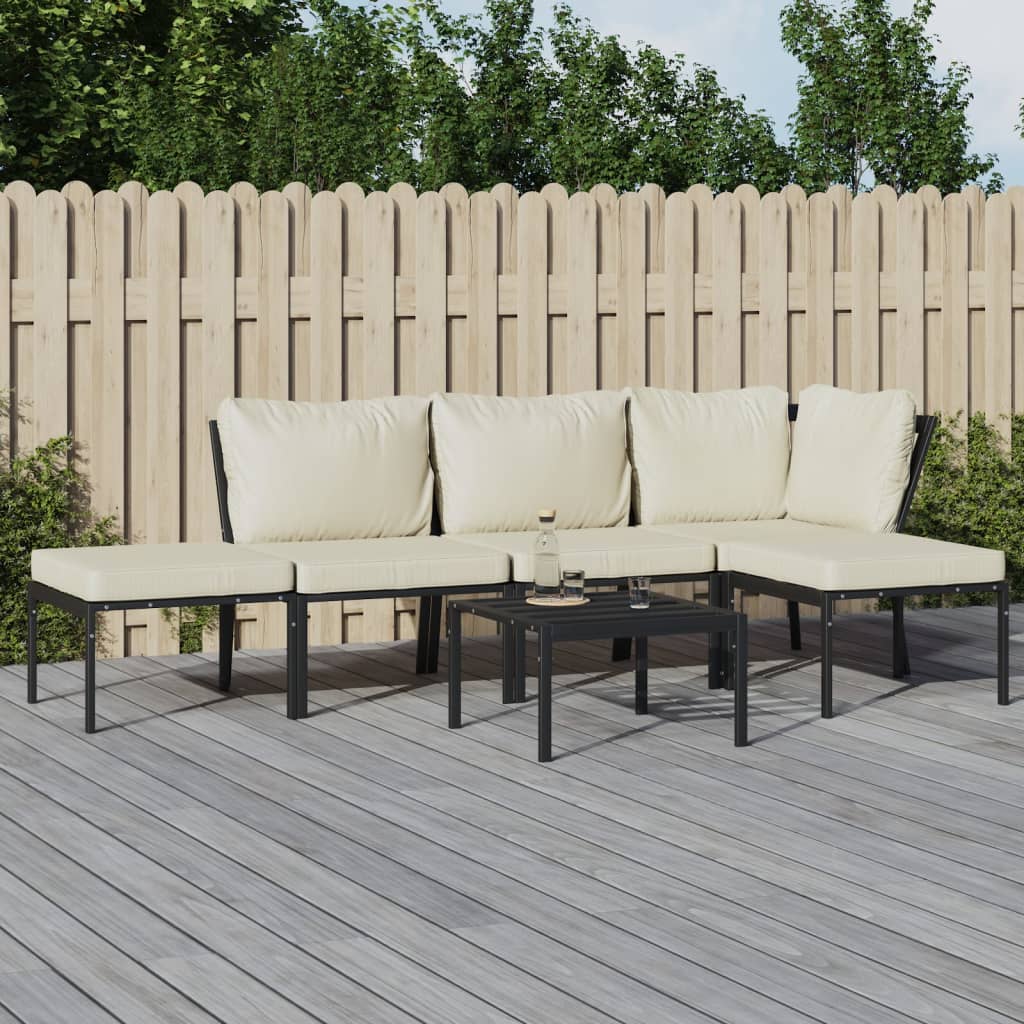 vidaXL 6-tlg. Garten-Lounge-Set mit Sandfarbigen Kissen Stahl