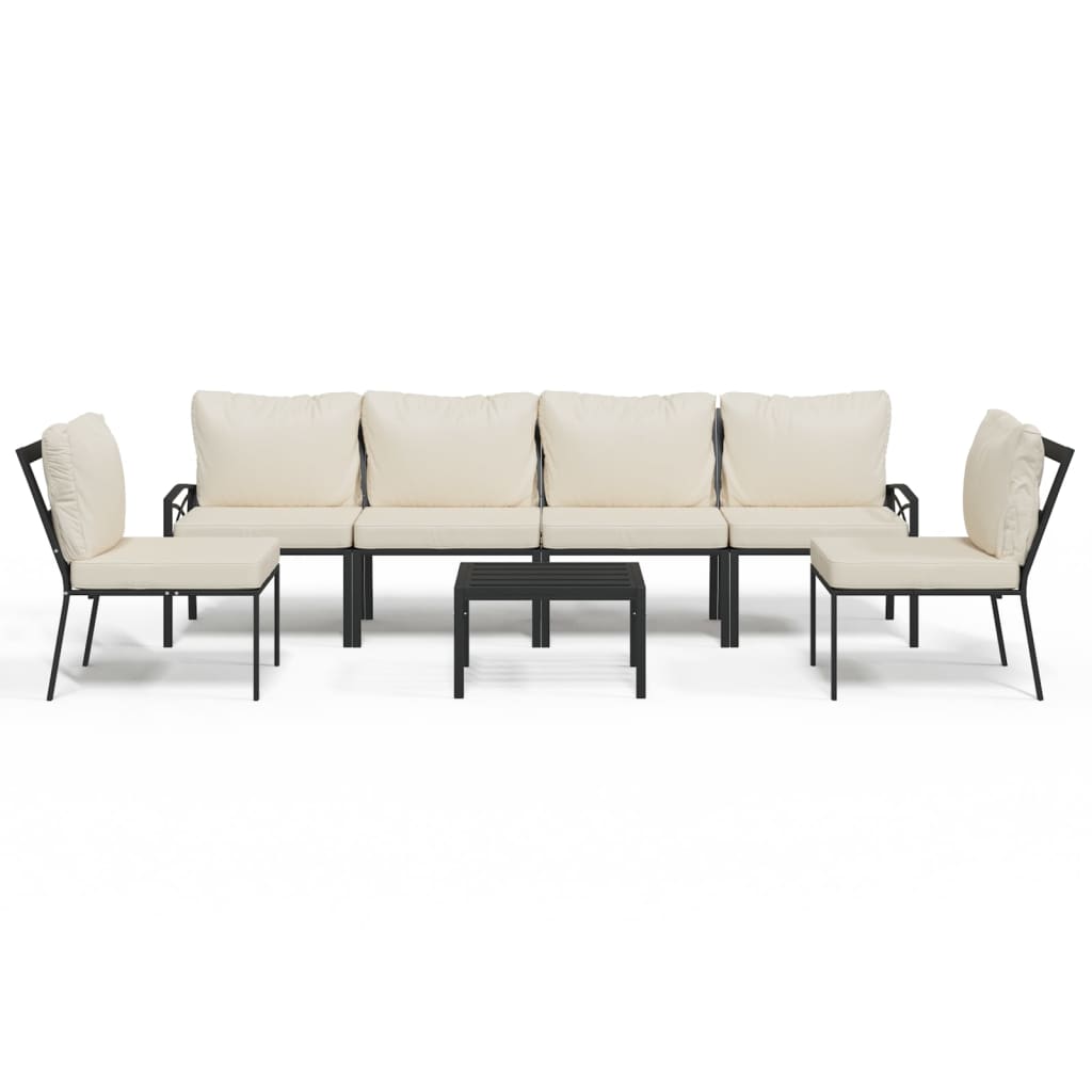 Image of vidaXL 7 Piece Garden Lounge Set with Sand Cushions Steel