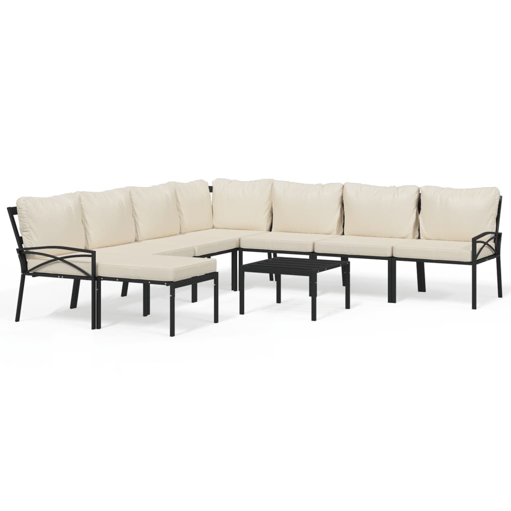 Image of vidaXL 9 Piece Garden Lounge Set with Sand Cushions Steel