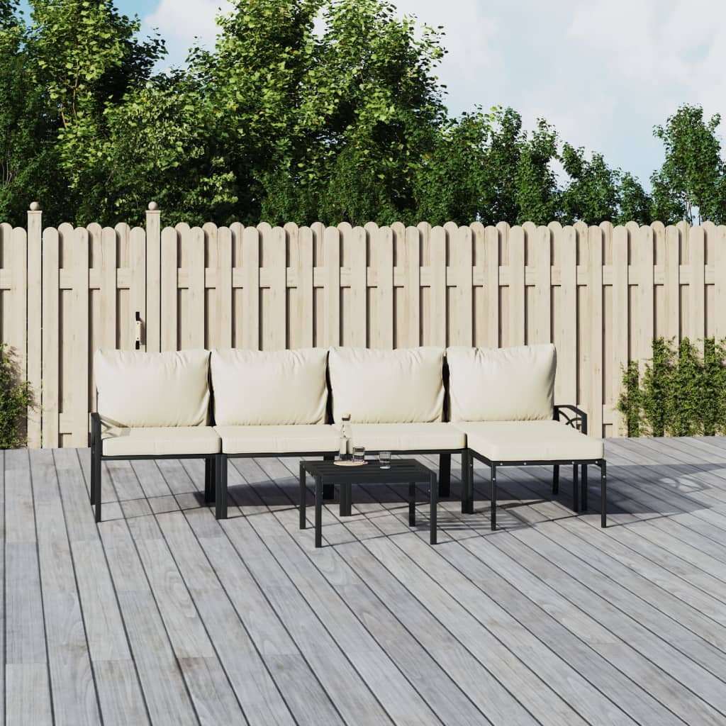 vida XL 6-tlg. Garten-Lounge-Set mit Sandfarbigen Kissen Stahl