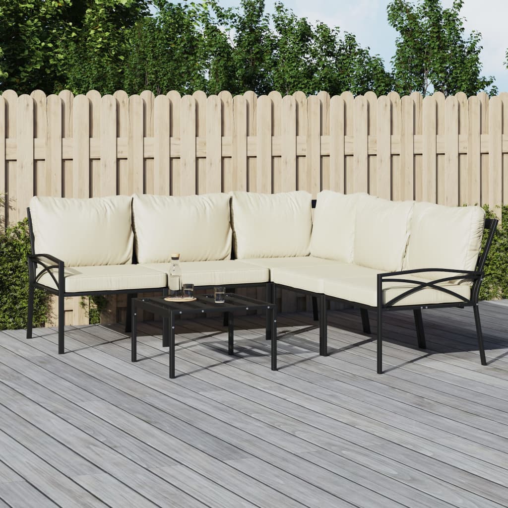 vida XL 6-tlg. Garten-Lounge-Set mit Sandfarbigen Kissen Stahl