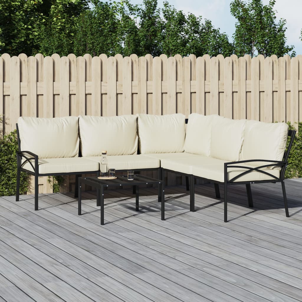 vidaXL 6-tlg. Garten-Lounge-Set mit Sandfarbigen Kissen Stahl