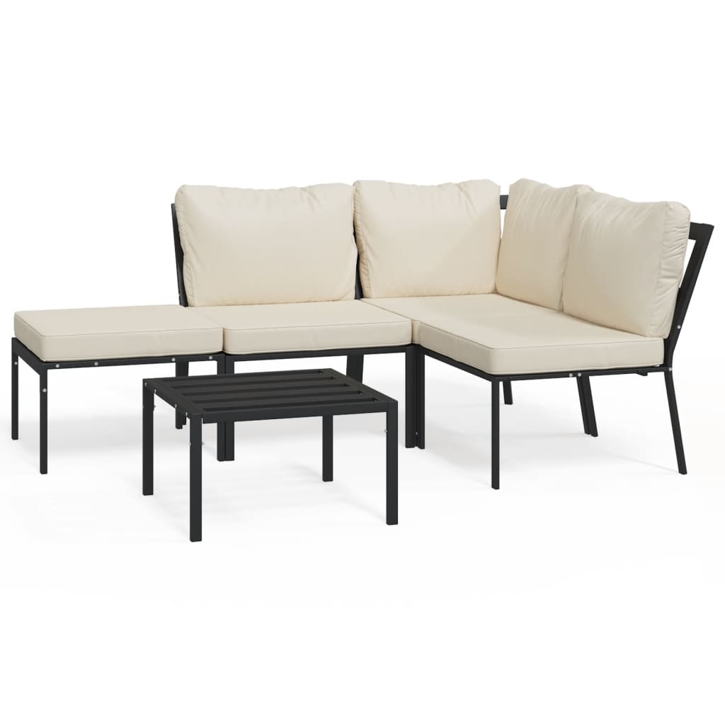 Image of vidaXL 5 Piece Garden Lounge Set with Sand Cushions Steel