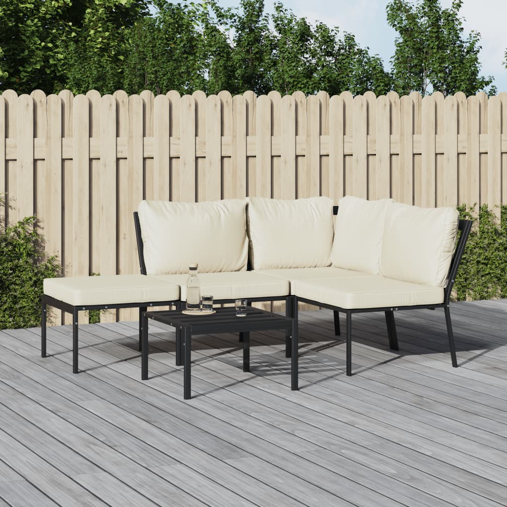 vidaXL 5-tlg. Garten-Lounge-Set mit Sandfarbigen Kissen Stahl