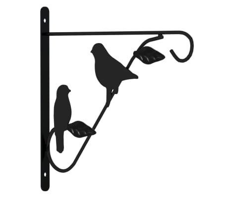 vidaXL Hanging Basket Brackets with Planters 4 pcs Black Steel