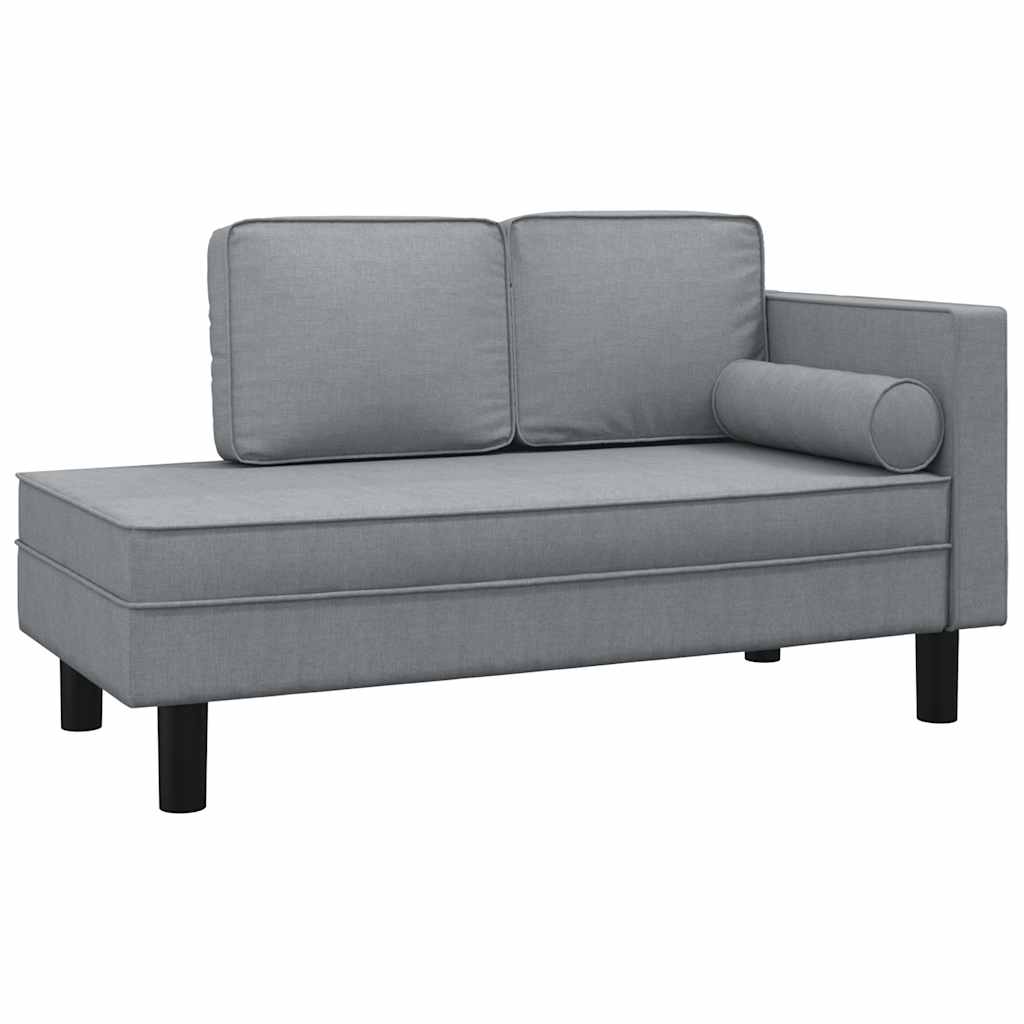 vidaXL Chaise longue met kussens en bolster stof lichtgrijs