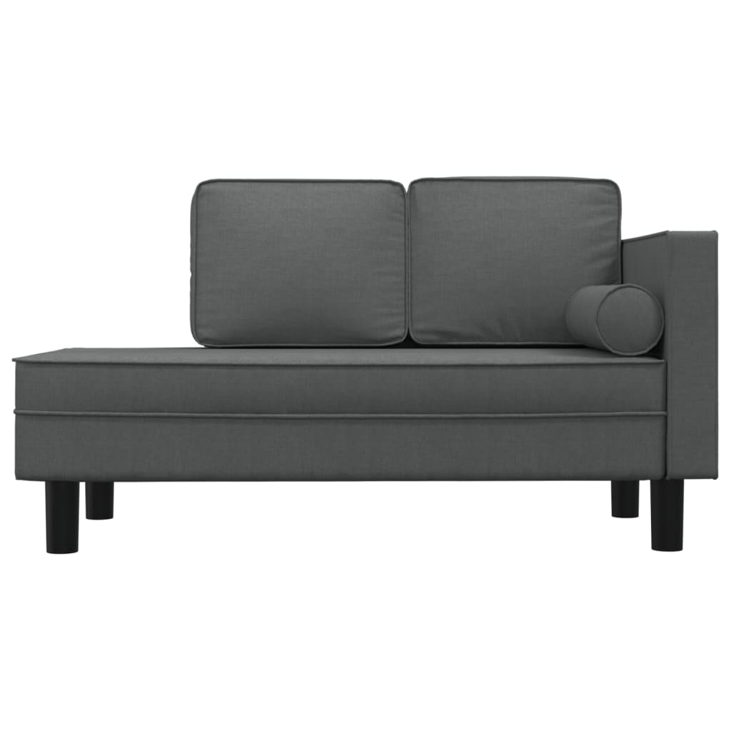 vidaXL dīvāns ar cilindra formas spilvenu, tumši pelēks, audums