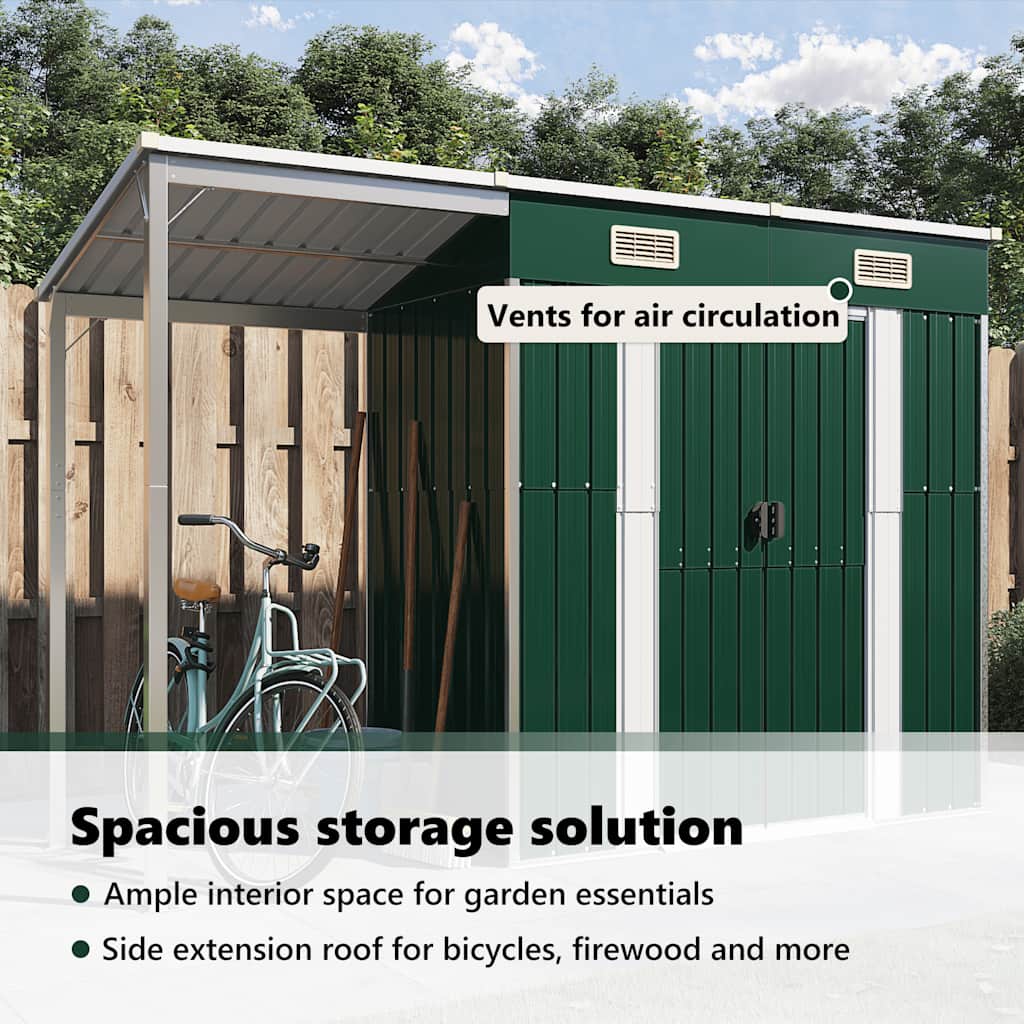 Garden Shed with Extended Roof Outdoor Backyard Storage House Steel vidaXL - Picture 37 of 60