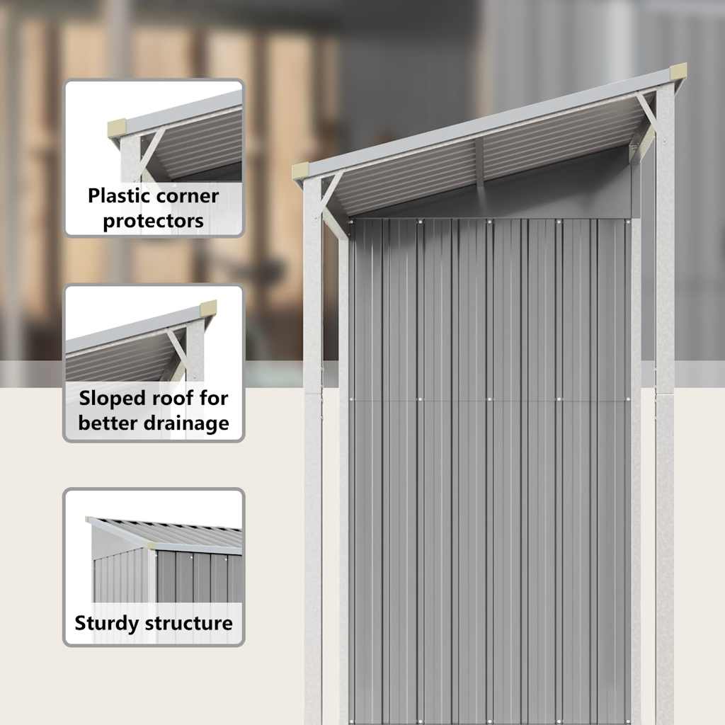 Garden Shed with Extended Roof Outdoor Backyard Storage House Steel vidaXL - Picture 60 of 60